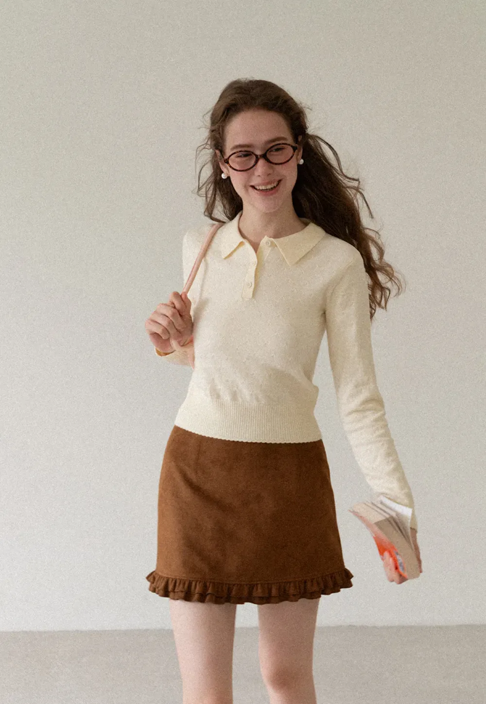 Collar Neck Long Sleeve Knit Sweater