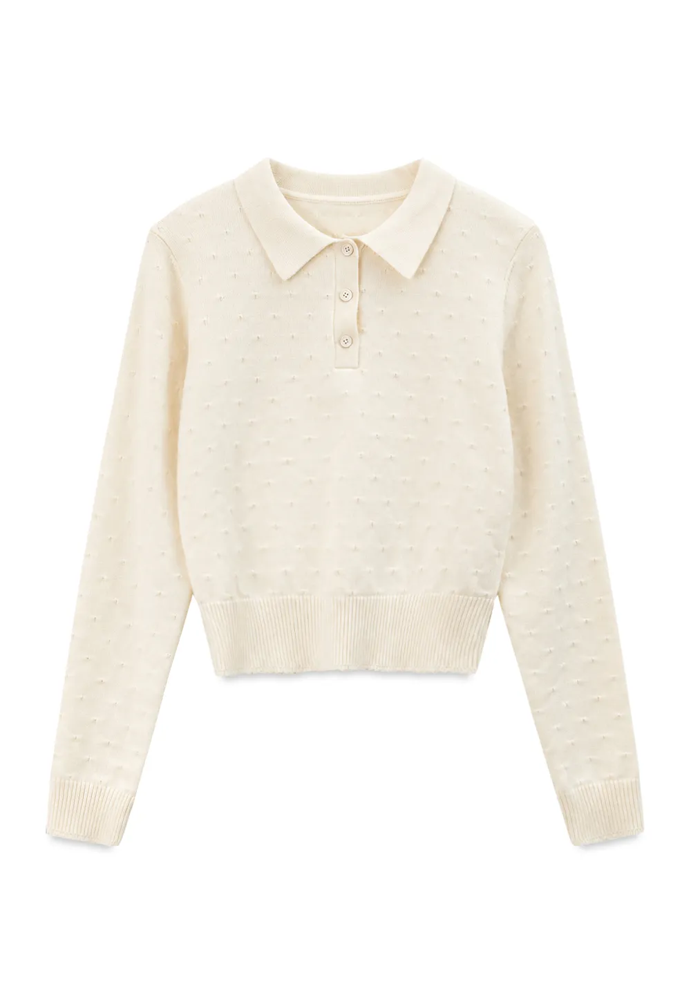 Collar Neck Long Sleeve Knit Sweater