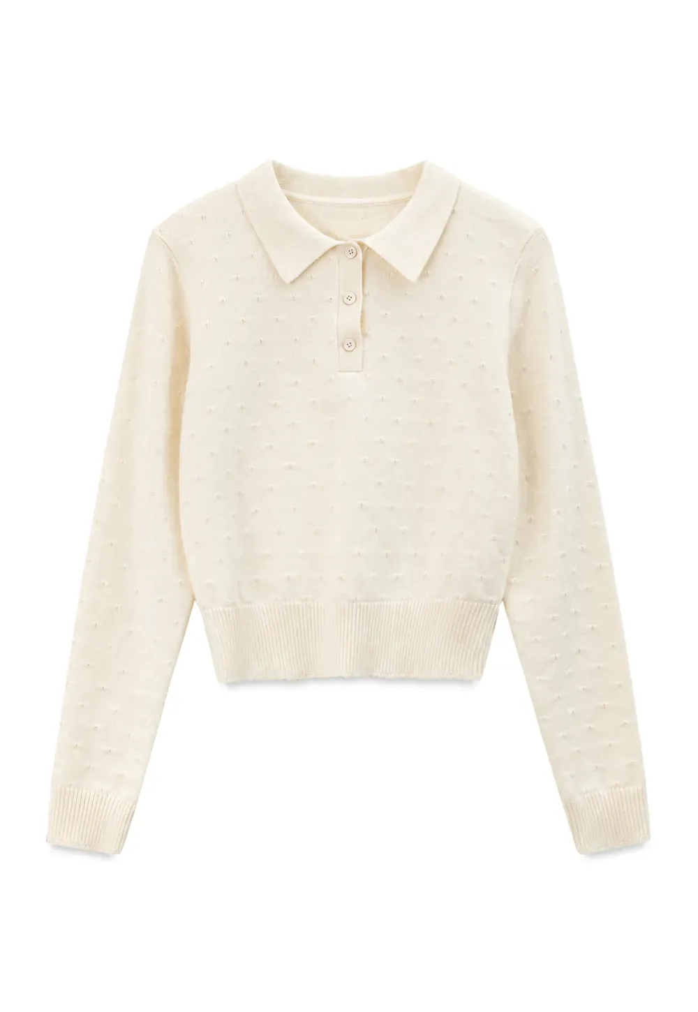 Collar Neck Long Sleeve Knit Sweater