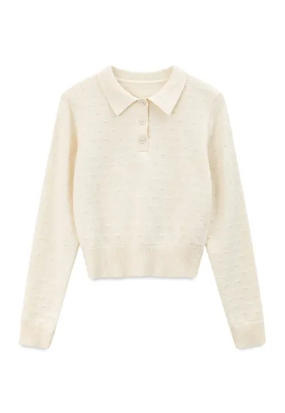 Collar Neck Long Sleeve Knit Sweater