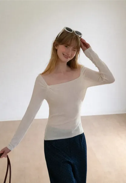 Off Shoulder Long Sleeve Woolen Knit Sweater