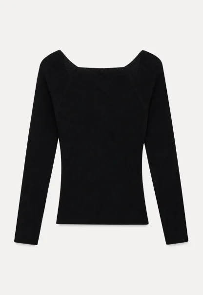 Off Shoulder Long Sleeve Woolen Knit Sweater