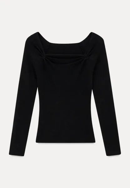 Off Shoulder Long Sleeve Woolen Knit Sweater