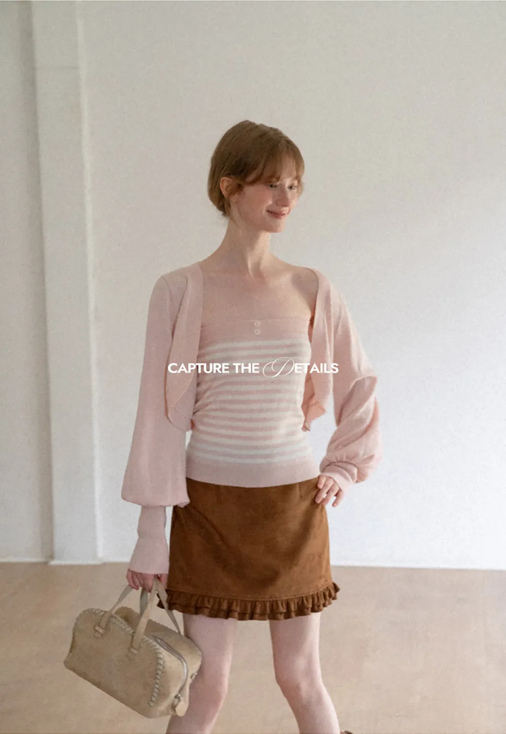 Cropped Bolero Style Ribbed Knit Cardigan