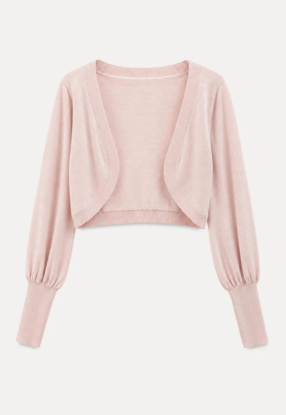 Cropped Bolero Style Ribbed Knit Cardigan