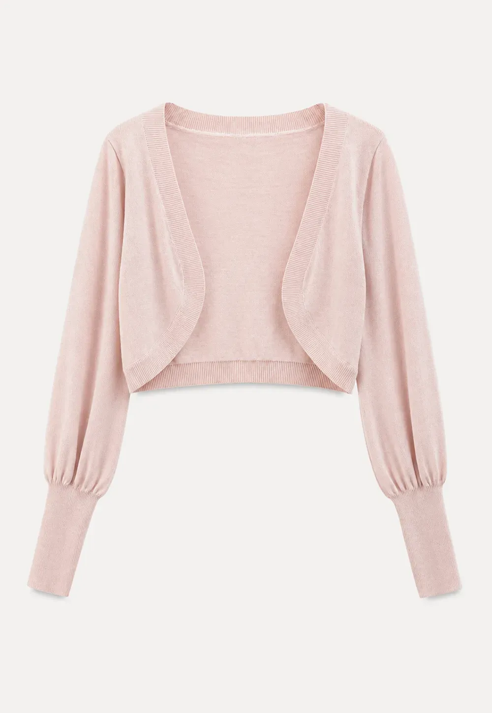 Cropped Bolero Style Ribbed Knit Cardigan