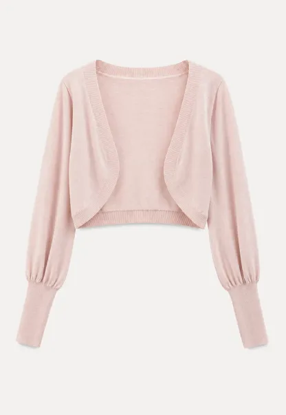 Cropped Bolero Style Ribbed Knit Cardigan