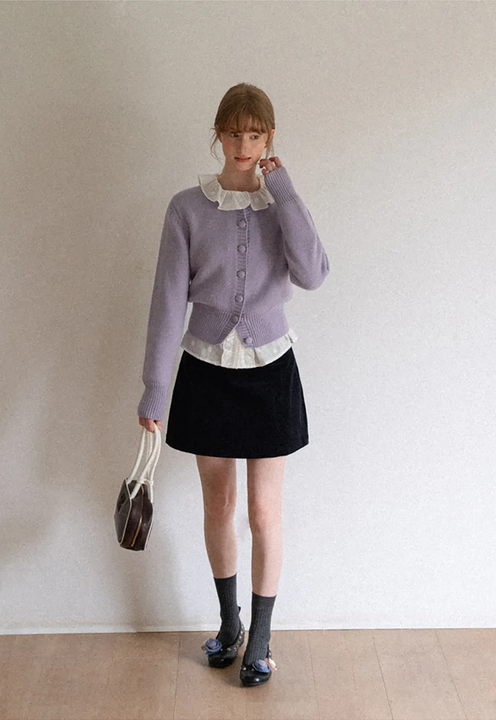 Cropped Ribbed Knit Sweater