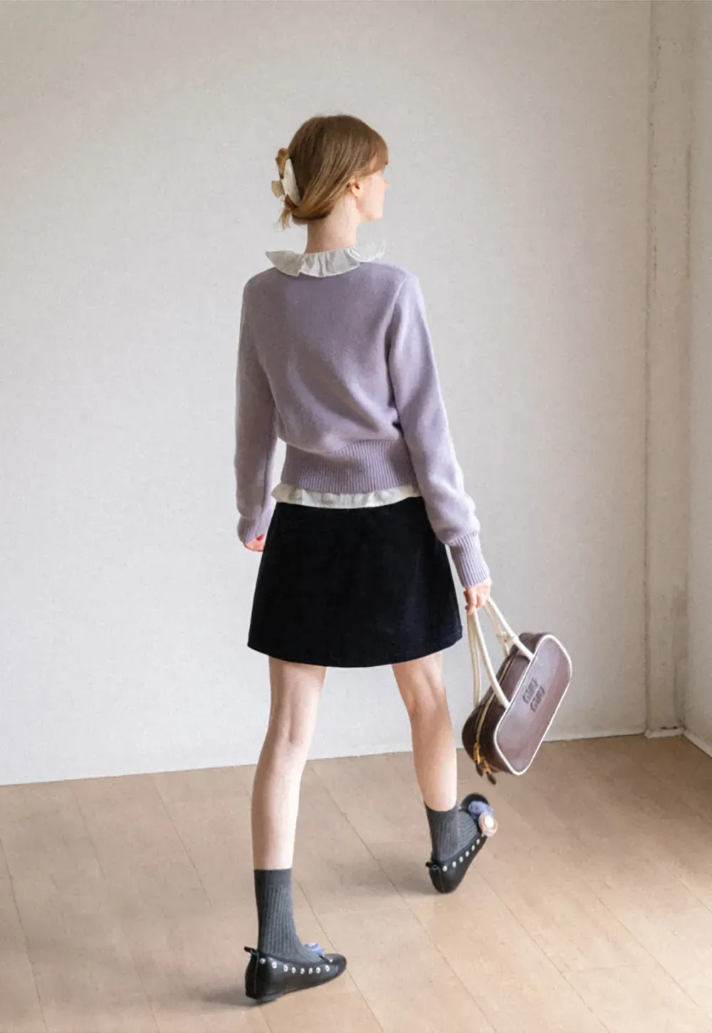 Cropped Ribbed Knit Sweater