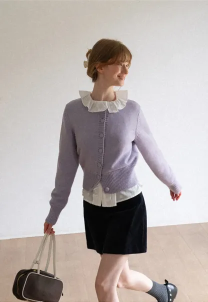 Cropped Ribbed Knit Sweater