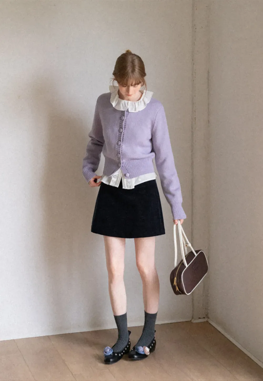 Cropped Ribbed Knit Sweater