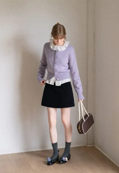 Cropped Ribbed Knit Sweater