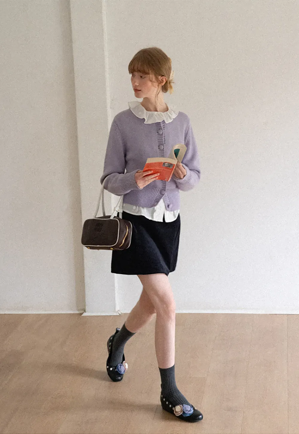 Cropped Ribbed Knit Sweater
