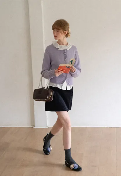 Cropped Ribbed Knit Sweater