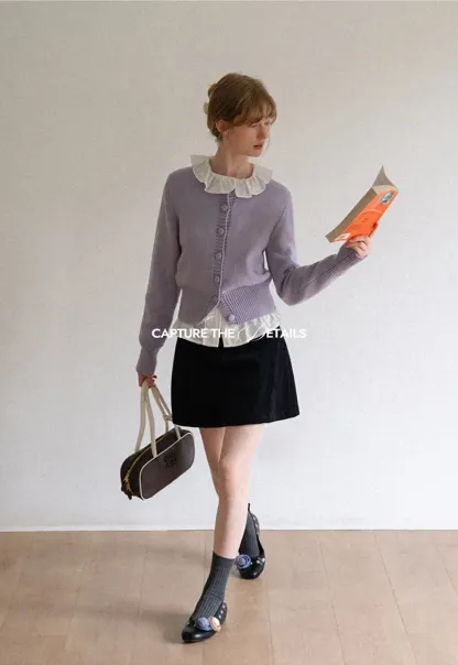 Cropped Ribbed Knit Sweater