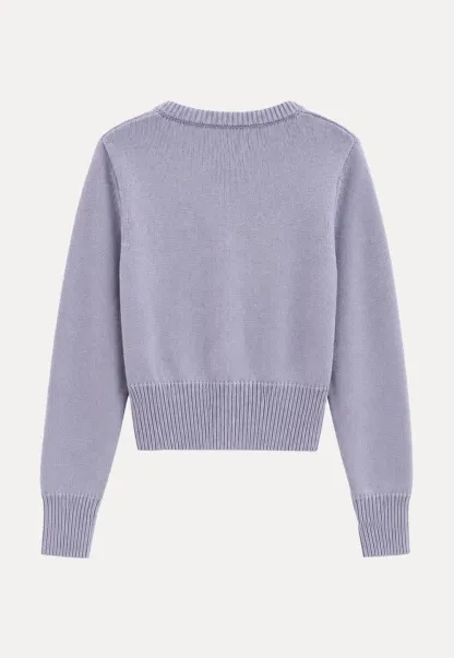 Cropped Ribbed Knit Sweater