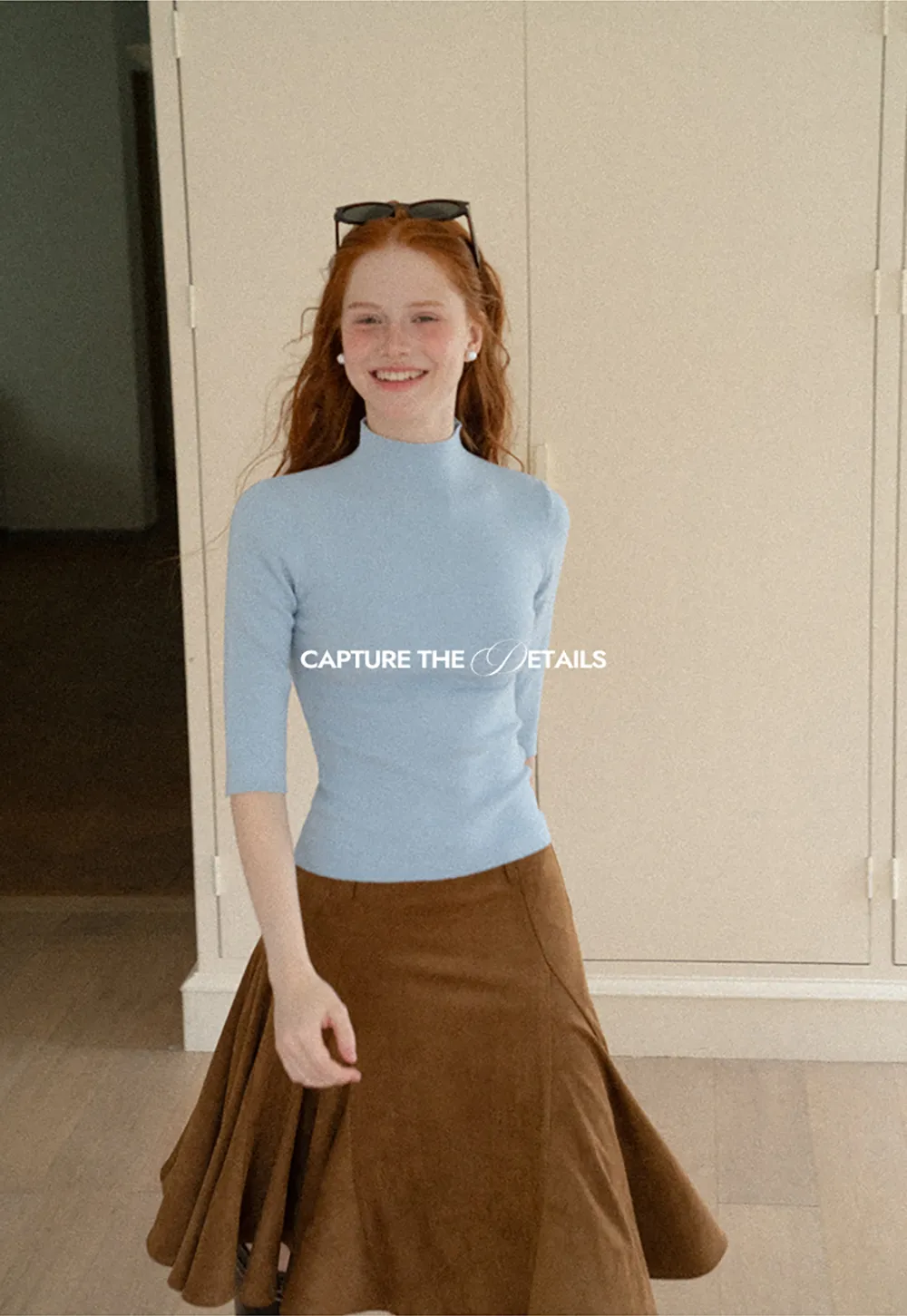 High Neck Three Quarter Sleeve Wool Knit Sweater