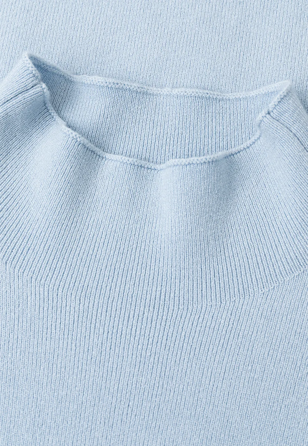 High Neck Three Quarter Sleeve Wool Knit Sweater