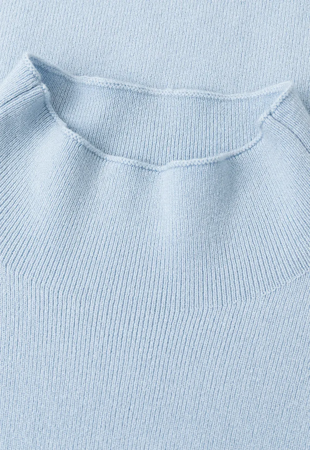 High Neck Three Quarter Sleeve Wool Knit Sweater