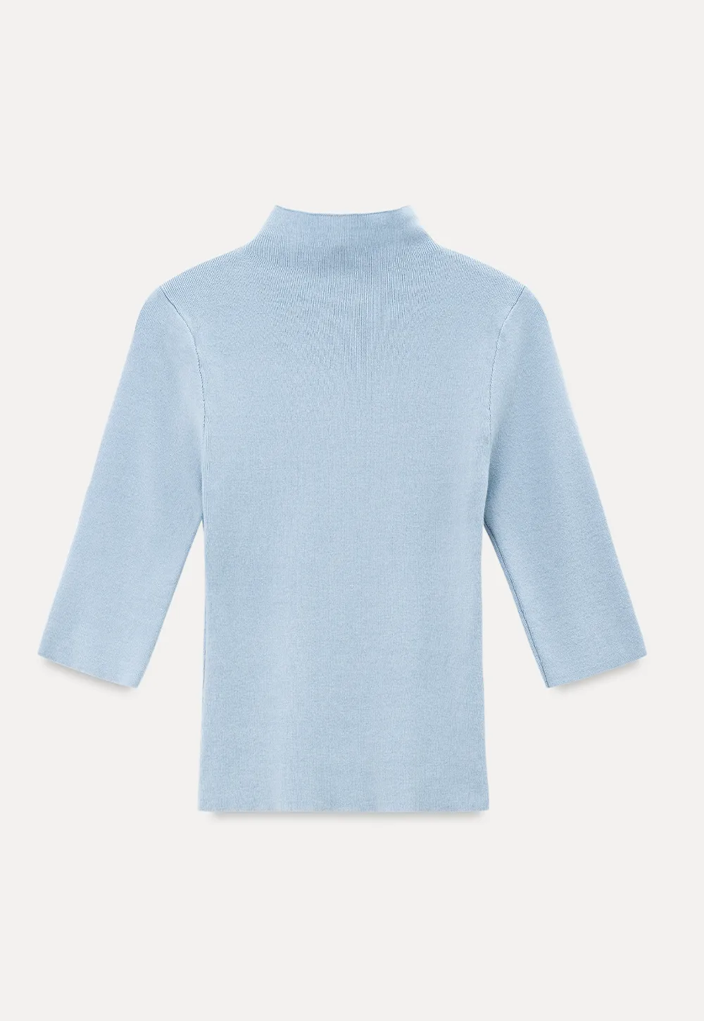 High Neck Three Quarter Sleeve Wool Knit Sweater