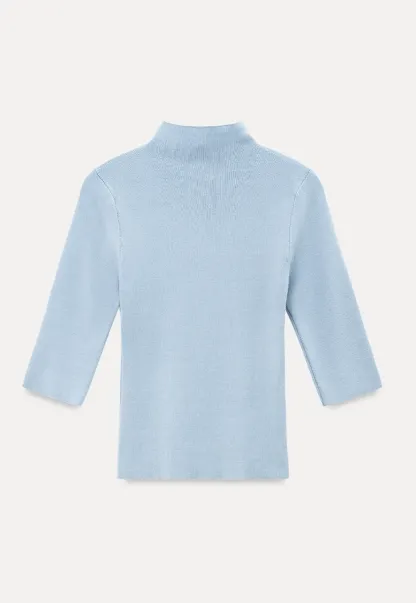 High Neck Three Quarter Sleeve Wool Knit Sweater