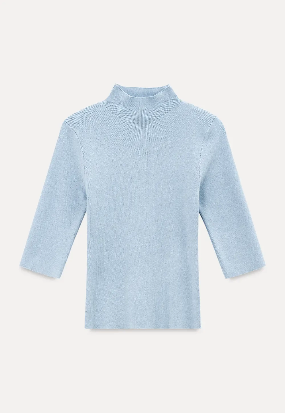 High Neck Three Quarter Sleeve Wool Knit Sweater