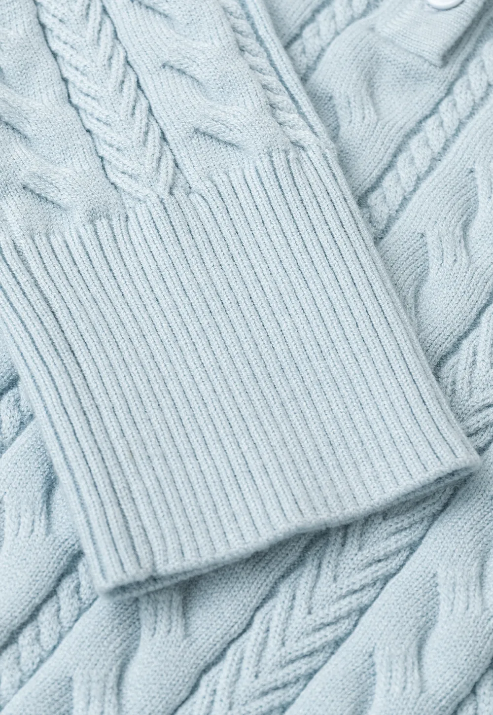 Cable Knit Henley Neck Long Sleeve Woolen Knit Sweater