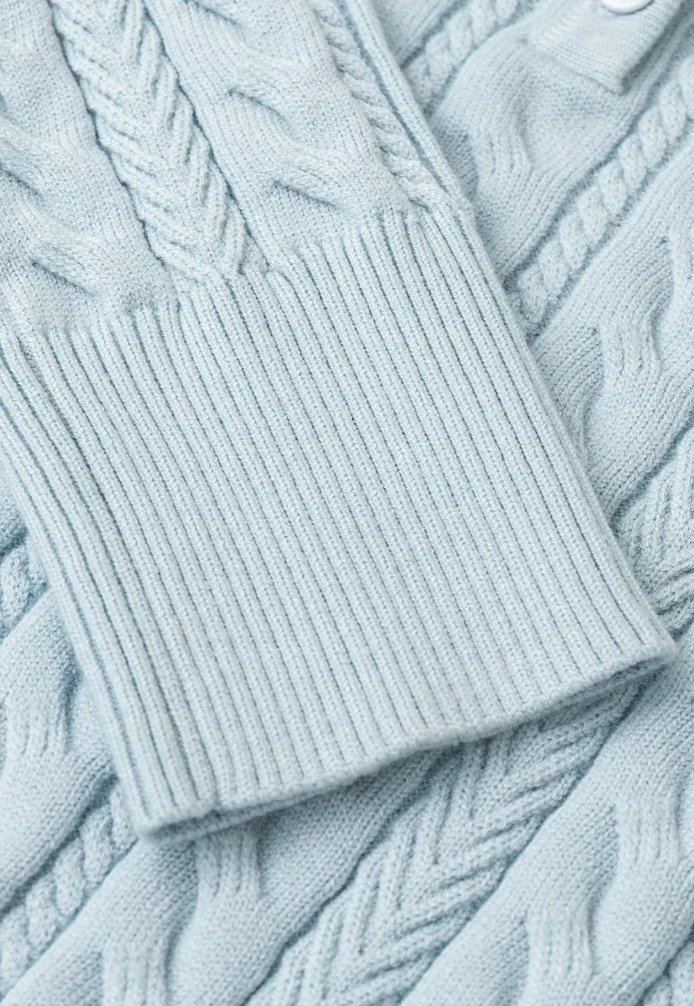 Cable Knit Henley Neck Long Sleeve Woolen Knit Sweater