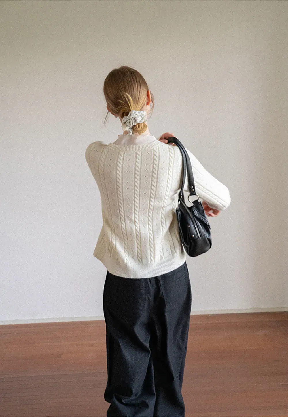 Cable Knit Button Front Cardigan