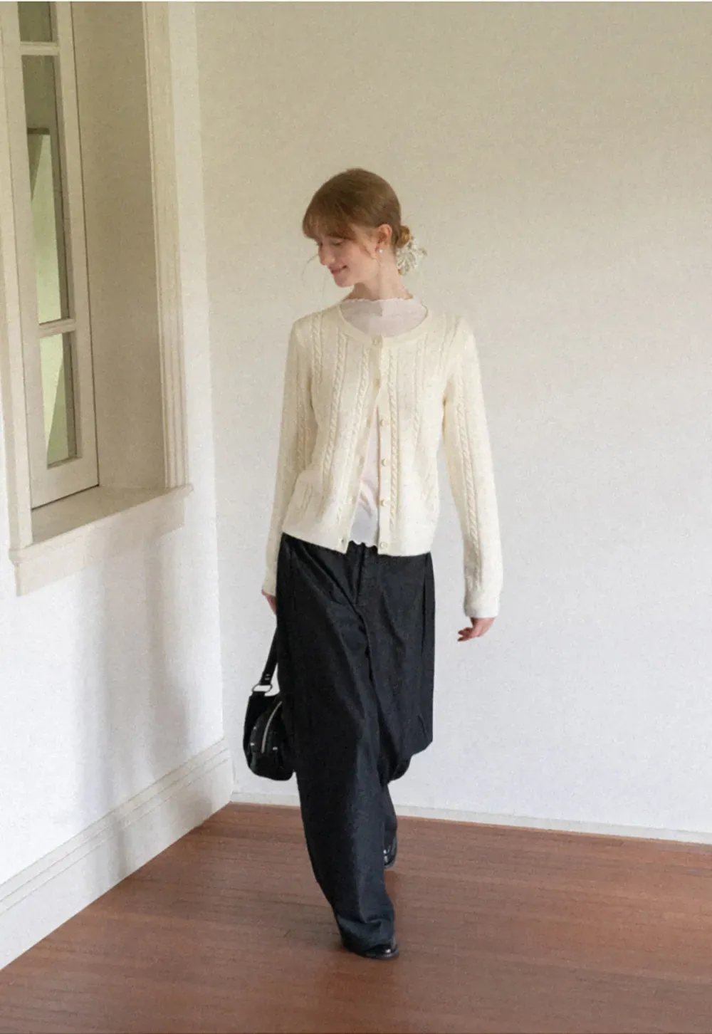 Cable Knit Button Front Cardigan