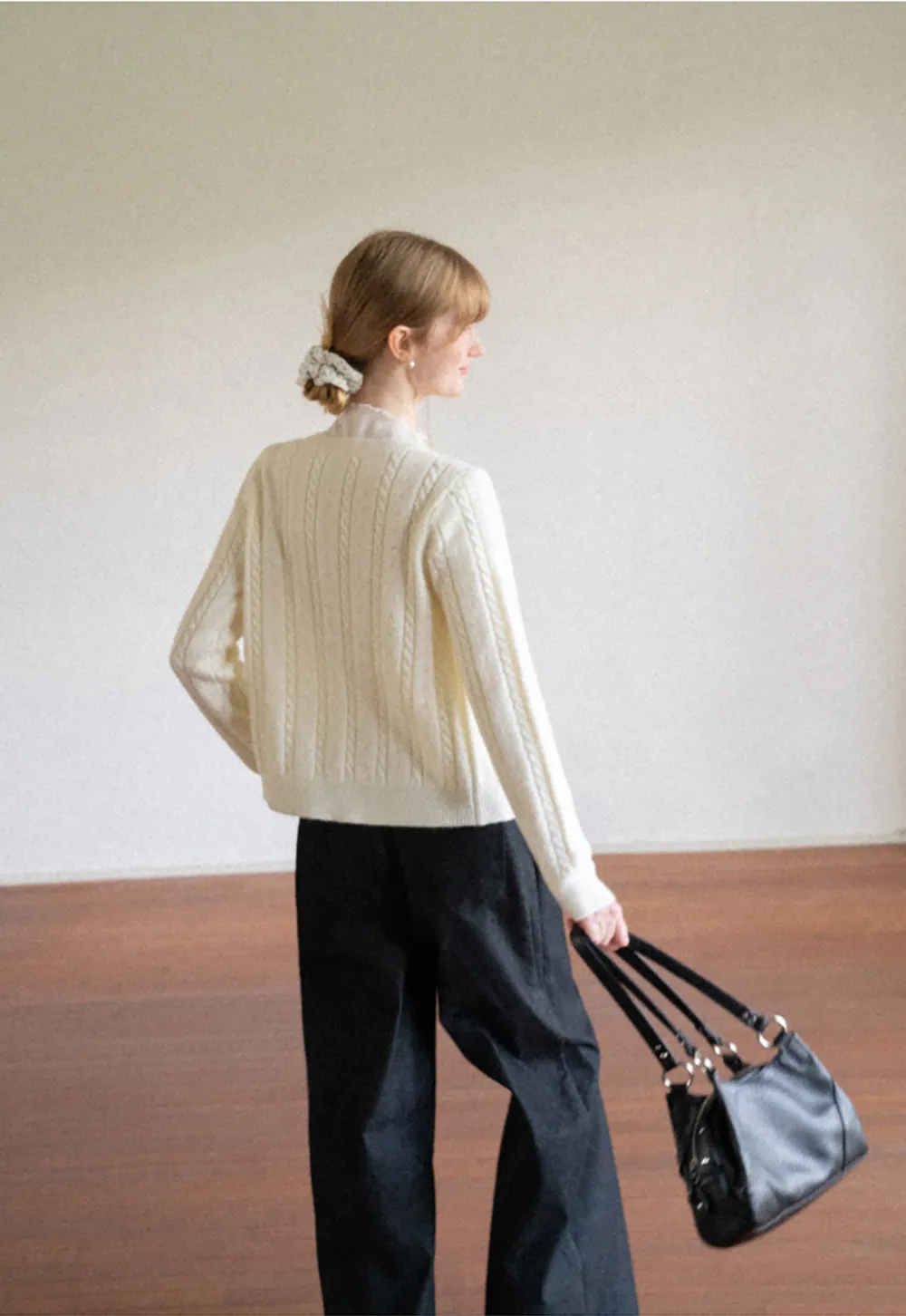 Cable Knit Button Front Cardigan