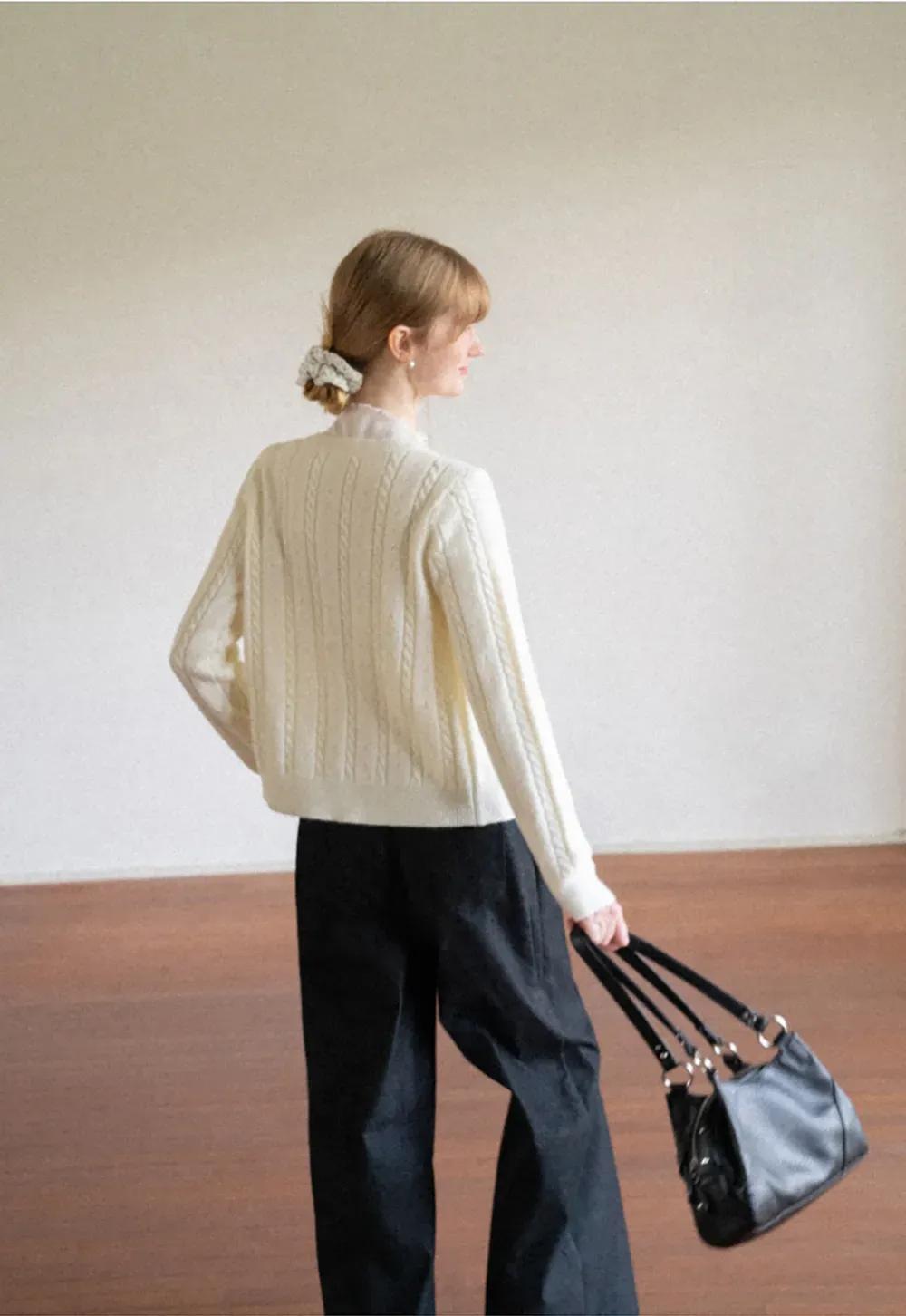 Cable Knit Button Front Cardigan