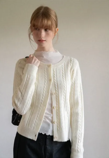 Cable Knit Button Front Cardigan