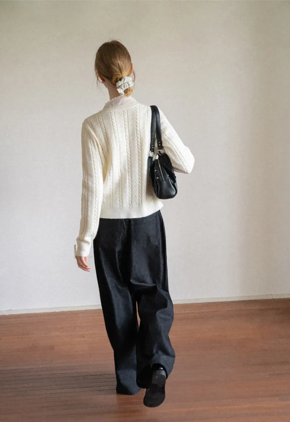 Cable Knit Button Front Cardigan