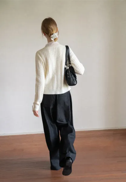 Cable Knit Button Front Cardigan