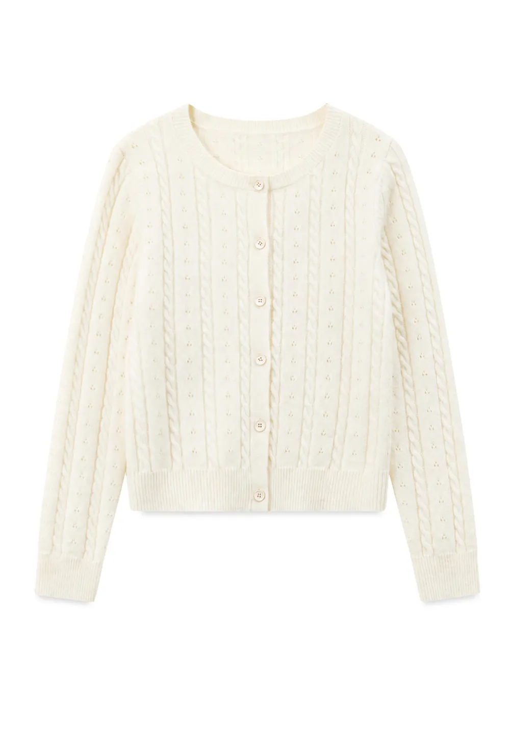 Cable Knit Button Front Cardigan