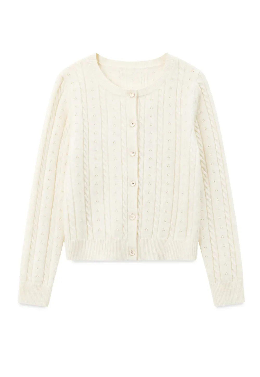 Cable Knit Button Front Cardigan