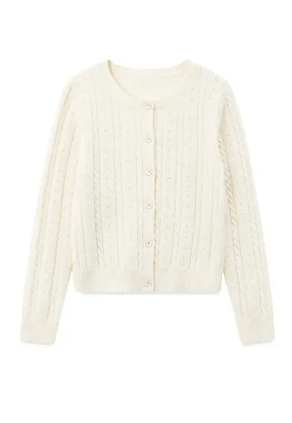 Cable Knit Button Front Cardigan