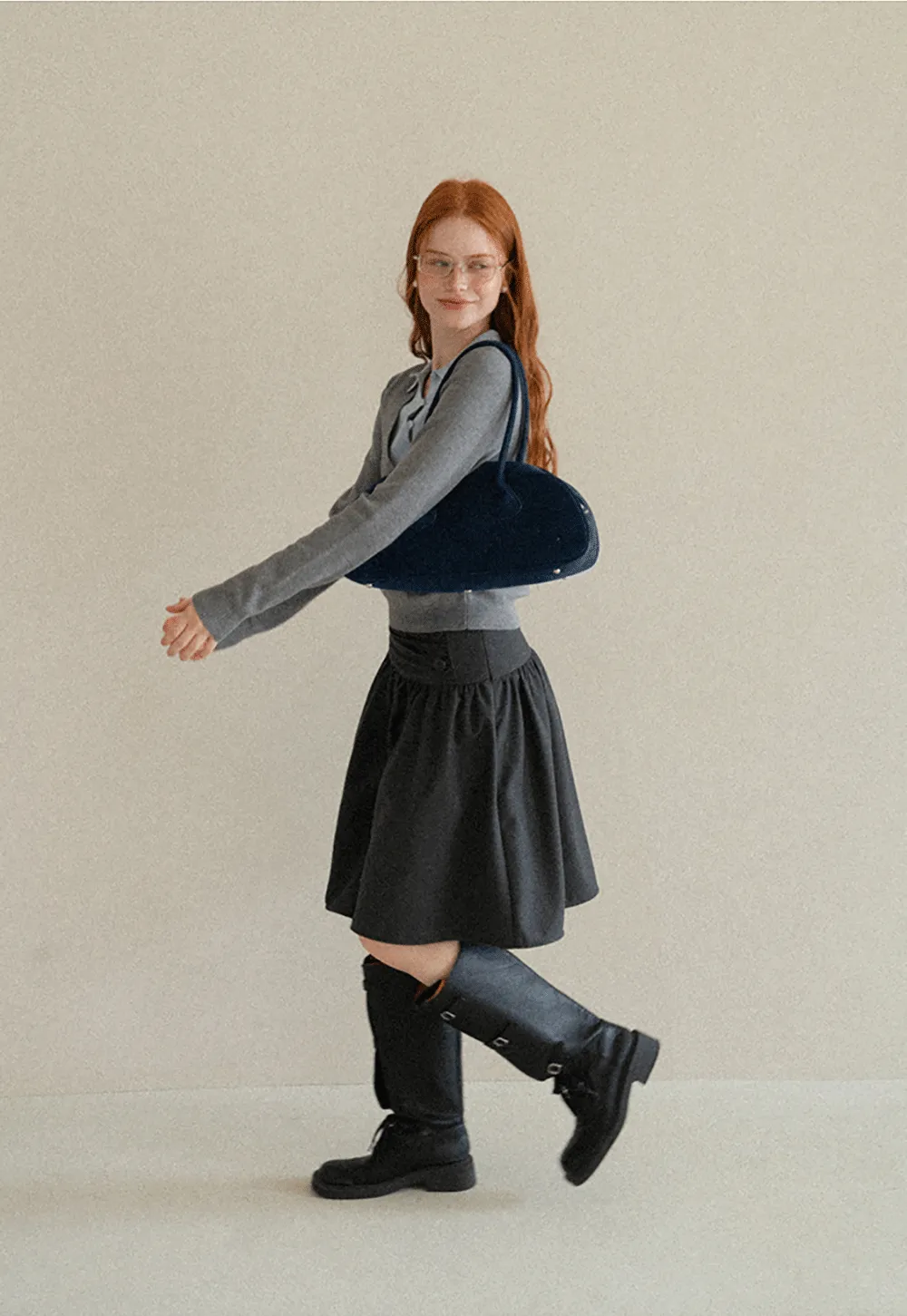 V Neck Layered Collar Wool Knit Sweater