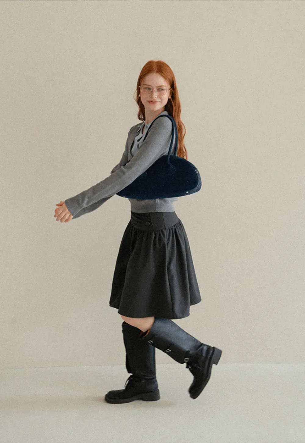 V Neck Layered Collar Wool Knit Sweater