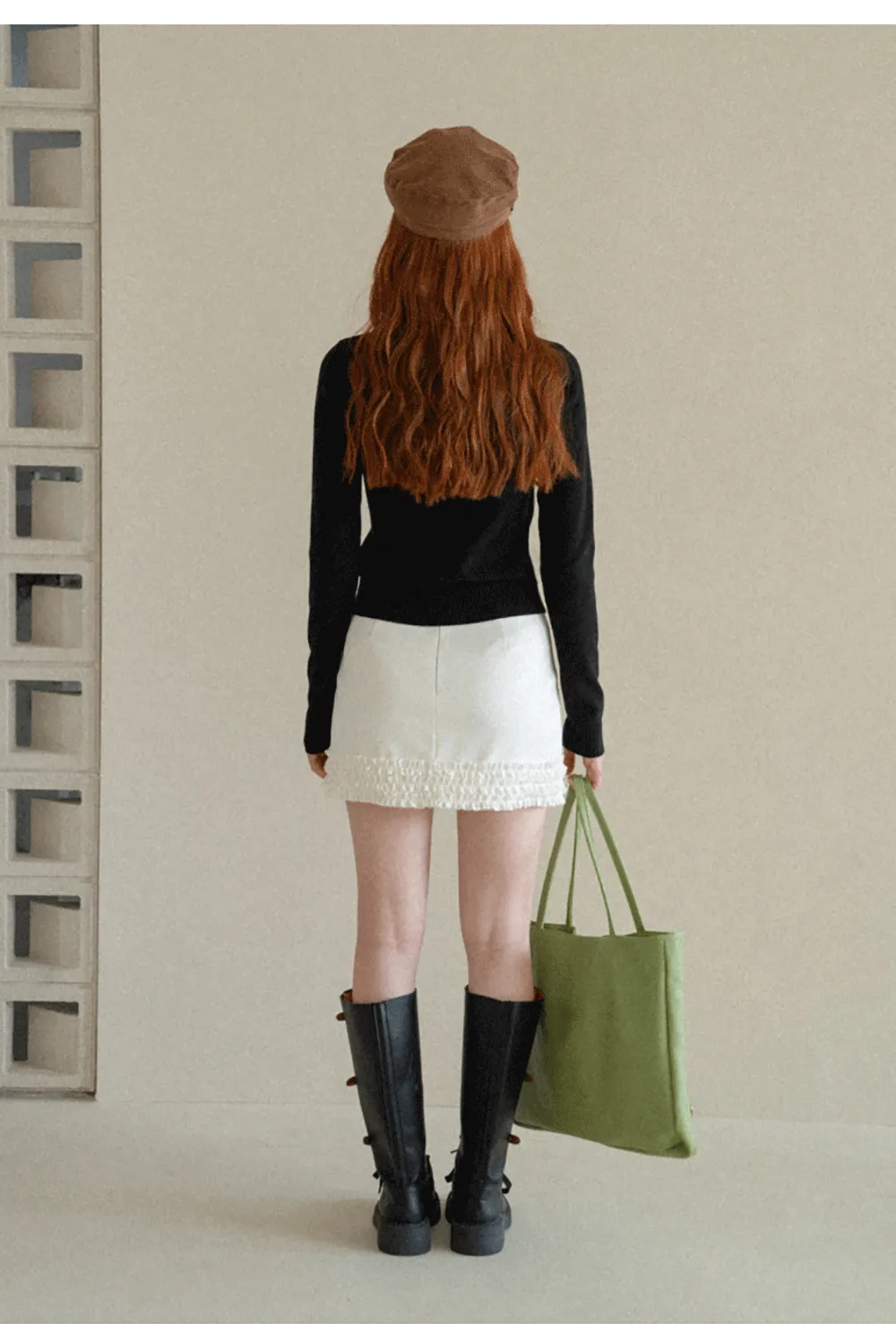 V Neck Layered Collar Wool Knit Sweater