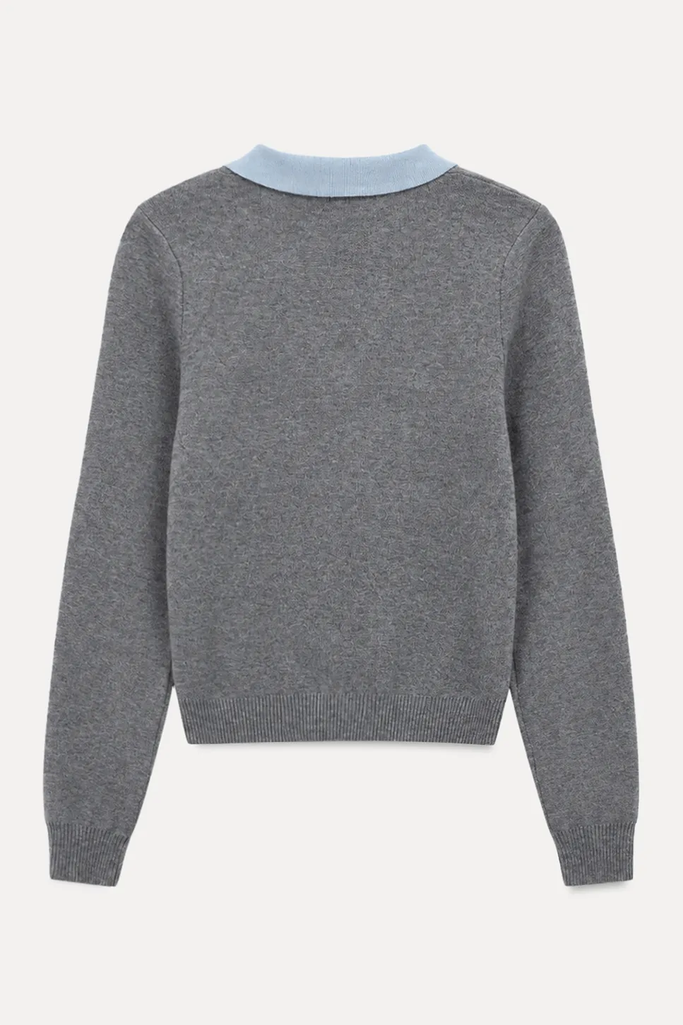 V Neck Layered Collar Wool Knit Sweater