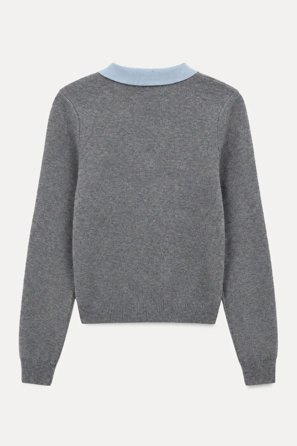 V Neck Layered Collar Wool Knit Sweater