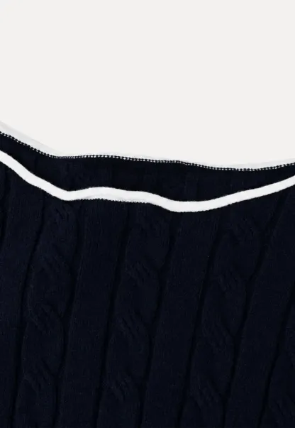 Asymmetrical Neck Cable Knit Sweater