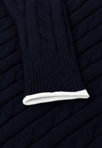 Asymmetrical Neck Cable Knit Sweater