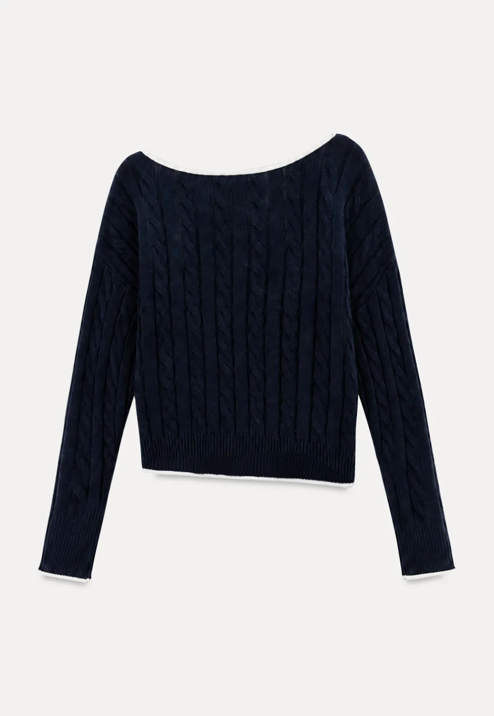 Asymmetrical Neck Cable Knit Sweater