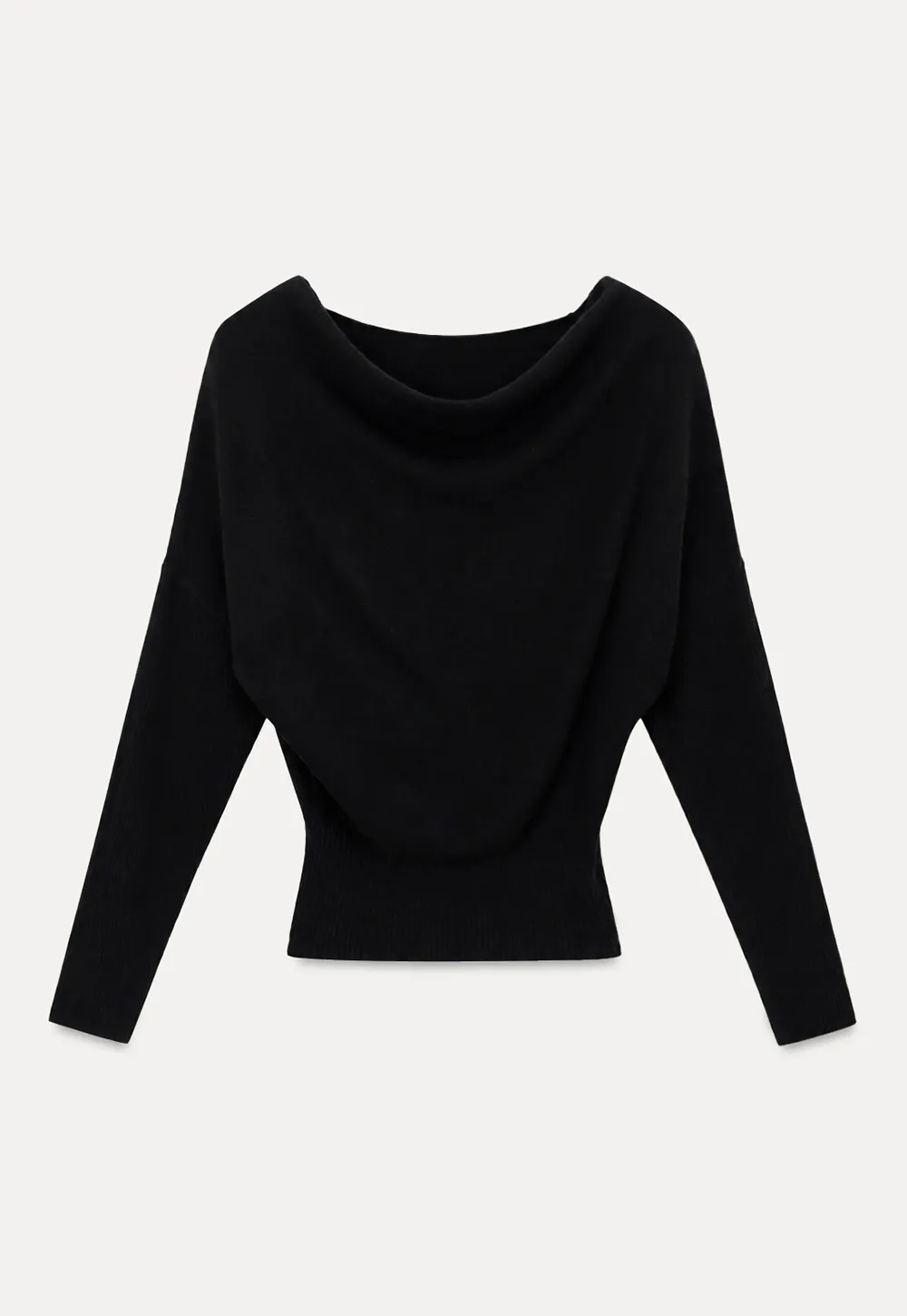 Asymmetrical Wrap Knit Sweater and Flowing Skirt