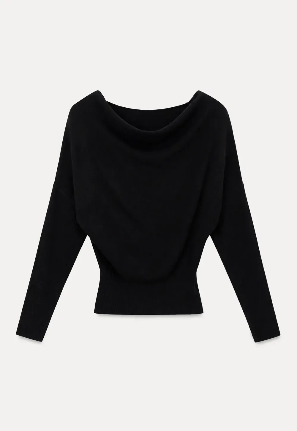 Asymmetrical Wrap Knit Sweater and Flowing Skirt