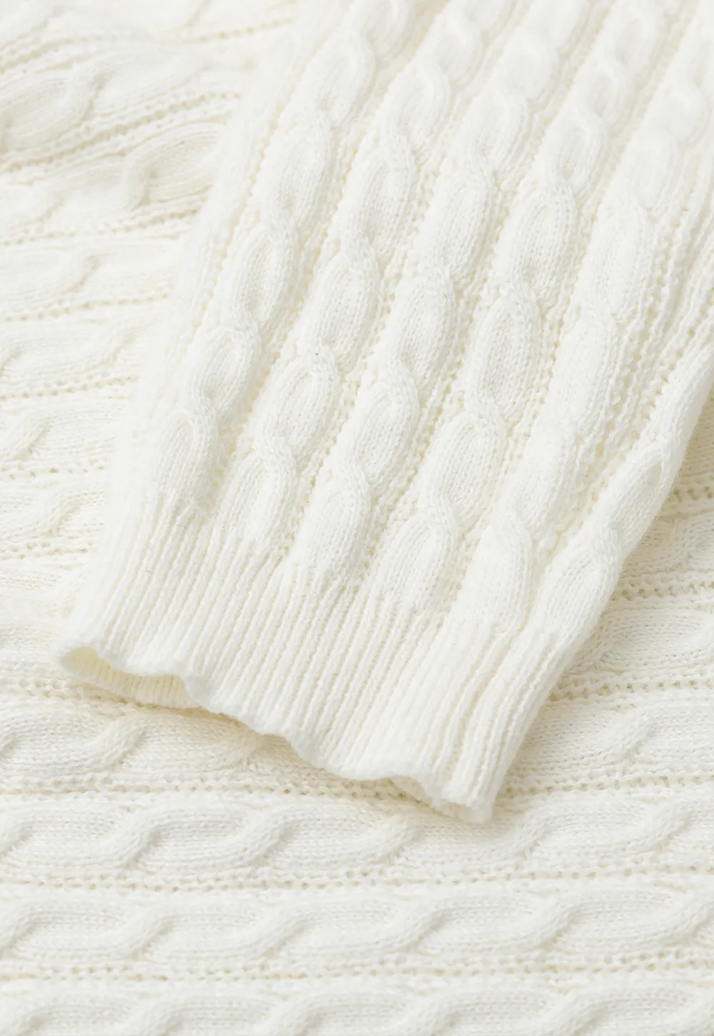 V Neck Cable Knit Long Sleeve Sweater