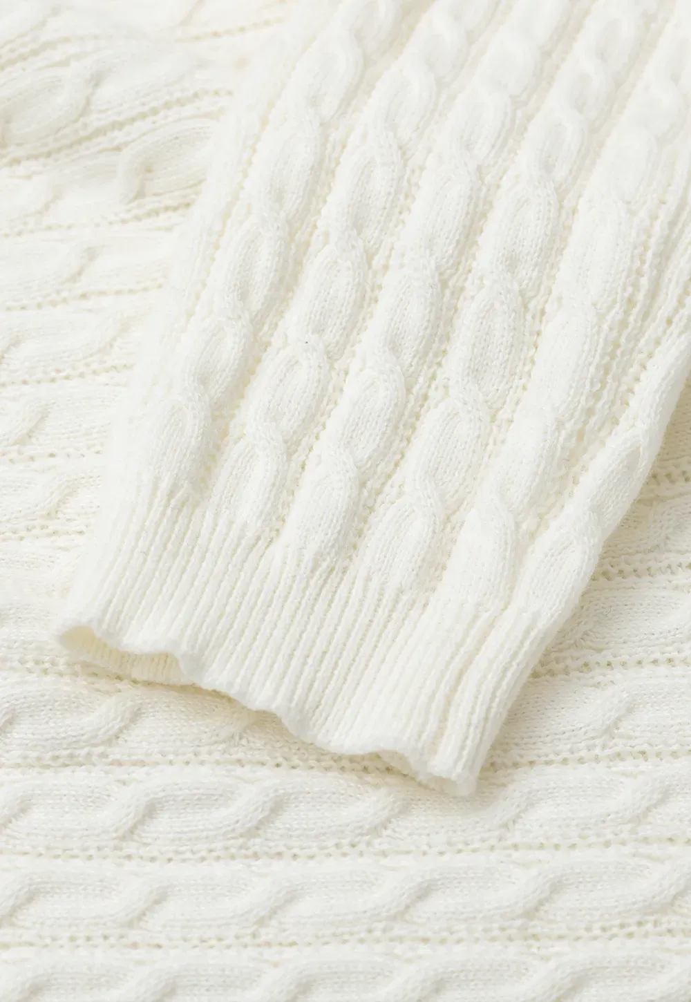 V Neck Cable Knit Long Sleeve Sweater